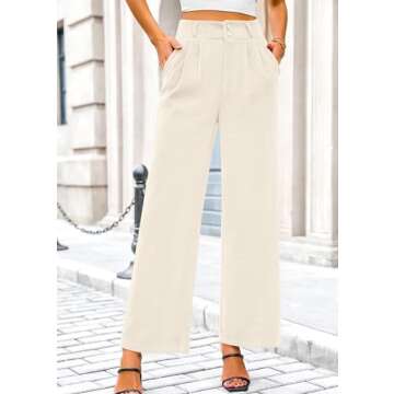 KIRUNDO Corduroy Pants Women High Waisted Wide Leg Pants Business Casual Fall Winter Straight Loose Trousers with Pockets