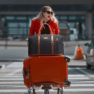 Realer Canvas Weekender Bag with Shoe Compartment and Toiletry Bag