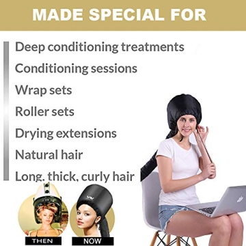 Adjustable Bonnet Hood Hair Dryer Attachment Set for All Hair Types