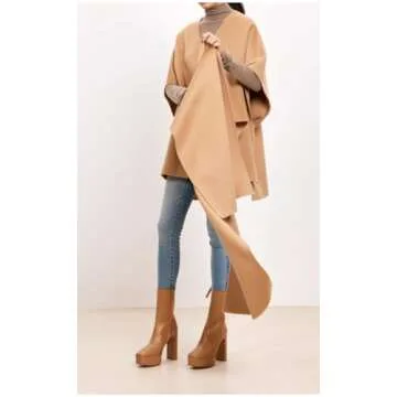 newbagggyy WRAP-Autumn Winter Woolen Cape For Women Double-Sided Soft Cashmere Short Over Coat Shawl (US, Alpha, One Size, Regular, Regular, Khaki)