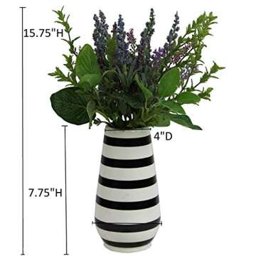 Admired By Nature 16" H Artficial Lavender Foliage Greenery Ceramic Potted Plant Spring Indoor Faux Plant décor, Wedding Centerpieces, Tabletop, Home Décor, Office Desk, Kitchen Table Décor