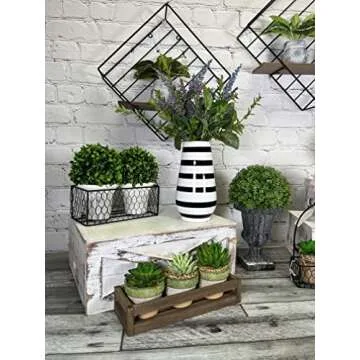 Admired By Nature 16" H Artficial Lavender Foliage Greenery Ceramic Potted Plant Spring Indoor Faux Plant décor, Wedding Centerpieces, Tabletop, Home Décor, Office Desk, Kitchen Table Décor