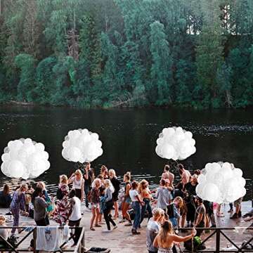 Dandy Decor 60 Pack White Balloons + White Confetti Balloons w/Ribbon | Latex Balloons 12 Inch | Balloon White | Bridal Shower Balloons | Wedding Balloons | Round Balloons | White Party Decorations |
