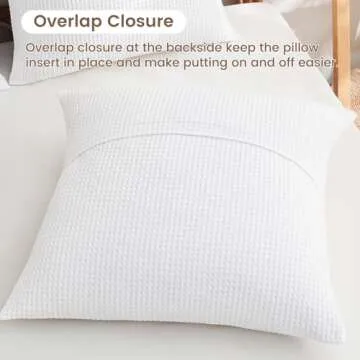 PHF 100% Cotton Waffle Weave Euro Shams 26" x 26", No Filling, 2 Pack Elegant Home Decorative Euro Throw Pillow Covers for Bed Couch Sofa, White