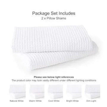 PHF 100% Cotton Waffle Weave Euro Shams 26" x 26", No Filling, 2 Pack Elegant Home Decorative Euro Throw Pillow Covers for Bed Couch Sofa, White