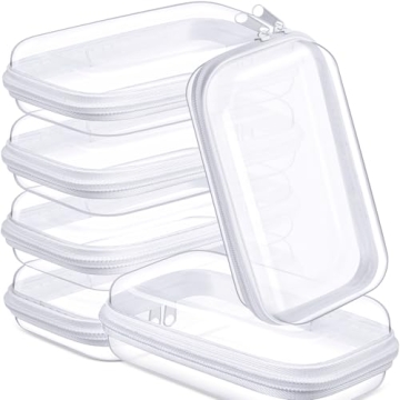 Sanwuta 6 Pcs Clear Hard Zipper Cases - Durable Transparent Storage Organizer