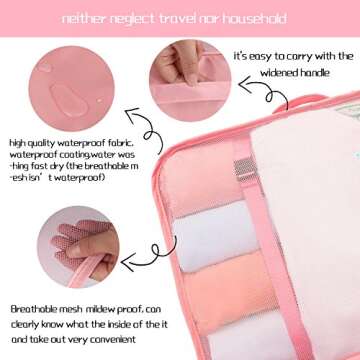 Lonew 7 Set Packing Cubes, Travel Luggage Organizer - Multi-functional Clothing Sorting Packages with Shoe Bag