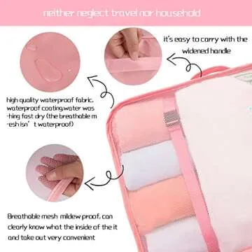 Lonew 7 Set Packing Cubes, Travel Luggage Organizer - Multi-functional Clothing Sorting Packages with Shoe Bag