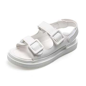 QSCQ Womens Casual Platform Wedges Sandals Peep Toe Adjustable Strap Hook and Loop Summer Slingback Dating Party Shoes