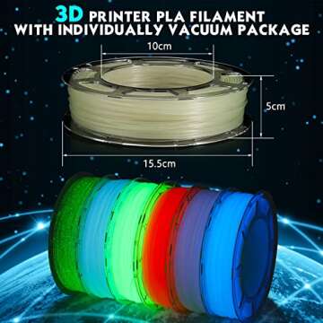 Vibrant Glow in The Dark 3D Printing Filament Pack 1.75mm