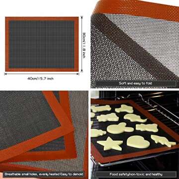 jiashuo 2PCS Non-Stick Oven Liner Perforated Mat for Baking, Macaron Cookie Bread Mold For Baking,Silicone baking Mats Tools Oven Sheet Bakeware(3040) 30*40cm(11.8 h*15.7 h)
