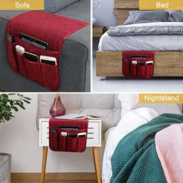 Sofa Armrest Organizer with Non-Slip Design and 5 Pockets