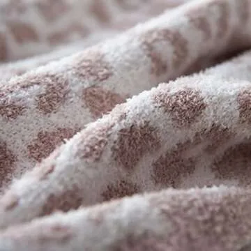 Jazzco Soft Fuzzy Fluffy Plush Blanket Leopard Knitted Throw Blanket,Cozy Fleece Comfy Microfiber Blanket for Couch Sofa Bed,Stone/Cream