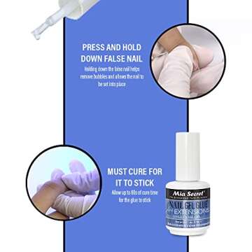 MIA SECRET 0.5Floz NAIL GEL GLUE FOR EXTENSIONS UV-LED SOAK OFF