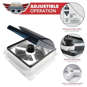 Leisure Coachworks RV Roof Vent Fan with Smoked Lid