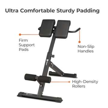 Lifepro Roman Chair Hyperextension Bench - Adjustable Back Extension Machine for Glutes, Hamstrings, and Lower Back - Foldable Multipurpose Exercise Equipment for Home Gym