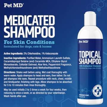 Pet MD TopicalShampoo for Dogs, Cats, & Horses- 12 oz