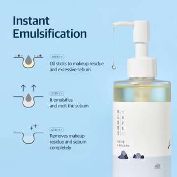 ROUND LAB 1025 Dokdo Cleansing Oil 6.76 Fl Oz, Facial Oil Cleanser for Face, Deep Pore Cleansing, Makeup Blackhead Impurities Remover, Easy to Wash Off No Oily Residue, Korean Skin Care