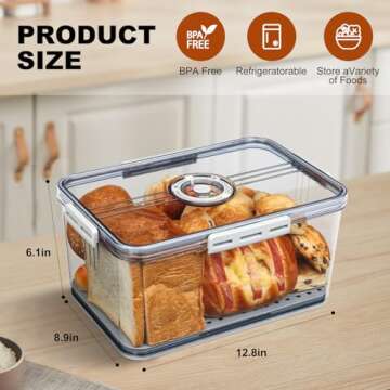 ScHaXjm Bread Box for Kitchen Countertop, Bread Containers Storage Airtight Loaf, Time Recording Sma...