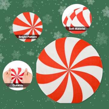 100Pcs Christmas Paper Napkins Peppermint Candy Disposable Napkins Round Lollipop Xmas Candy Party Tableware Decor Red White Cocktail Napkins for Winter Holiday Dinner Party Supplies