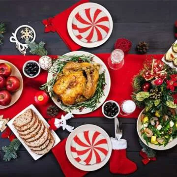 100Pcs Christmas Paper Napkins Peppermint Candy Disposable Napkins Round Lollipop Xmas Candy Party Tableware Decor Red White Cocktail Napkins for Winter Holiday Dinner Party Supplies