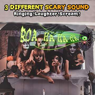 Halloween Decoration Doorbell, Haunted Doorbell Animated Spider Eyeball Halloween Decor with Spooky Sounds & Eyes Doorbell, Trick or Treat Event for Kids, Haunted House Halloween Party Prop 1