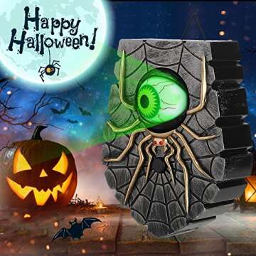 Halloween Decoration Doorbell, Haunted Doorbell Animated Spider Eyeball Halloween Decor with Spooky Sounds & Eyes Doorbell, Trick or Treat Event for Kids, Haunted House Halloween Party Prop 1