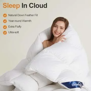 Uniency Feather Down Comforter King Size, White Extra Fluffy Down Duvet Insert King with Corner Tabs...