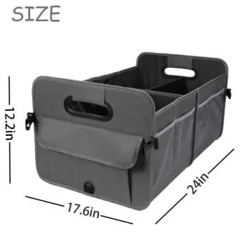 AOKJOY Car Trunk Organizer Car Storage Organizer Collapsible Multi Compartment Car Organizer Adjustable Straps Car Organizer for SUV(Gray)