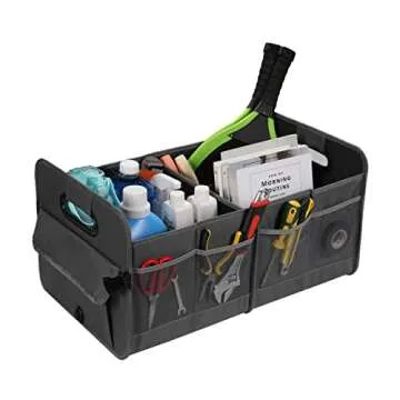 AOKJOY Car Trunk Organizer Car Storage Organizer Collapsible Multi Compartment Car Organizer Adjustable Straps Car Organizer for SUV(Gray)