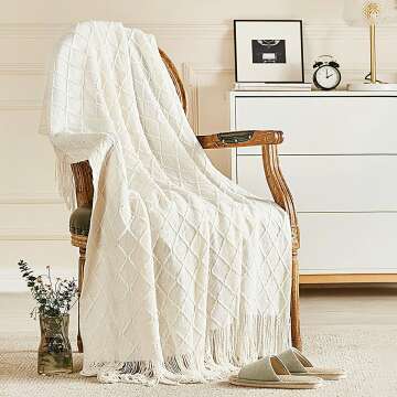 Inhand Knit Throw Blanket with Tassels - 50"x60"