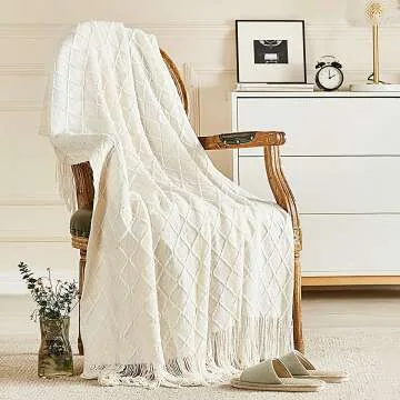 Inhand Knit Throw Blanket with Tassels - 50"x60"