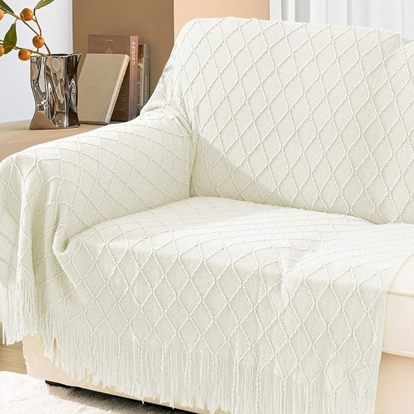 Inhand Knit Throw Blanket with Tassels - 50"x60"