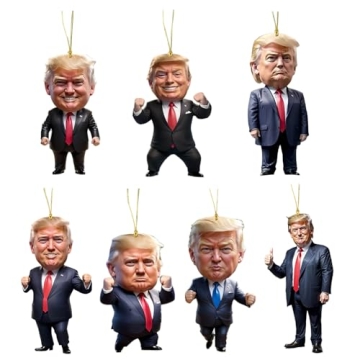 7 Pack Trump Christmas Ornaments 2024 - Fun Acrylic Decorations