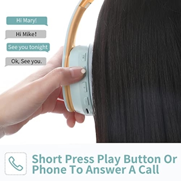 IFECCO Wireless Bluetooth Headphones Over Ear with Build-in Microphone and 3.5mm Cable for Wired Headset Mode with Comfortable Soft Earpads Long Battery Life HD Stereo Sound (SkyBlue)