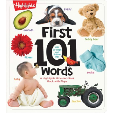 First 101 Words: A Hidden Pictures Lift-the-Flap Board Book, Learn Animals, Food, Shapes, Colors and...