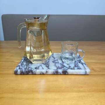 GHYFGD Real Natural Marble Tray Calcutta Viola Stone 12x8