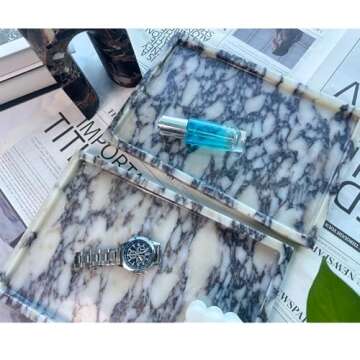 GHYFGD Real Natural Marble Tray Calcutta Viola Stone 12x8