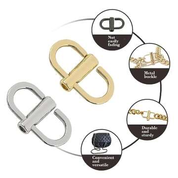 YQBOOM Adjustable Metal Buckles for Chain Strap Bag Shorten Your Bag Length Accessories-Need to be Fastened with Screwdriver Screw Reinforcement!（4 Pack） (Gold)