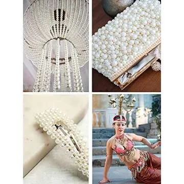 Mandala Crafts Faux Silver Pearl Beads Roll - 4mm Fake Pearls Chain Spool - 44 Yds Strand of Pearls String of Pearls Garlands for Christmas Tree Wedding Party Decoration