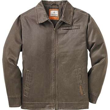 Legendary Whitetails Men's Dakota Jacket Full Zip Up Waxed Cotton Hooded Rugged Winter Coat, Tobacco, Large