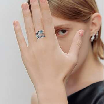 Feijiesi Western Turquoise Spoon Ring for Women