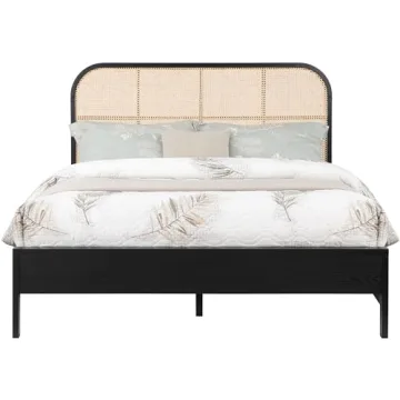 Meridian Furniture Siena Black-K King Bed with Cane Accent