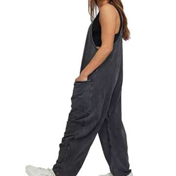 THUCHENYUC Wide Leg Jumpsuit with Pockets, Plus Size Loose Sleeveless Womens Casual Jumpsuits Fit Overalls (Color : R, Size : Medium)