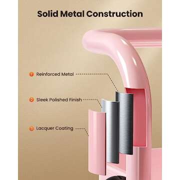 Pipishell 3 Tier Mesh Utility Cart, Rolling Metal Organization Cart with Handle and Lockable Wheels, Multifunctional Storage Shelves for Kitchen Living Room Office Pink