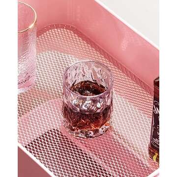 Pipishell 3 Tier Mesh Utility Cart, Rolling Metal Organization Cart with Handle and Lockable Wheels, Multifunctional Storage Shelves for Kitchen Living Room Office Pink