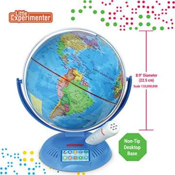 Interactive Globe For Kids with Smart Pen - 9” Educational Toy