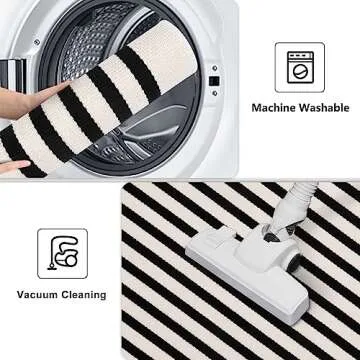 Black and White Striped Door Mat for Stylish Entryways