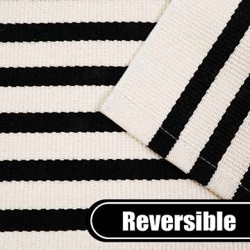 Black and White Striped Door Mat 24"x35",Collive Cotton Hand Woven Welcome Entryway Rug,Washable Small Christmas Porch Decor, Welcome Door Mat for Indoor Outdoor/Kitchen/Farmhouse