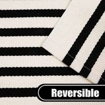Black and White Striped Door Mat for Stylish Entryways
